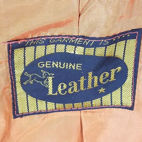 Vintage Leather Coat Women's Small Brown Vintage FLAWED - Picture 13 of 15